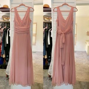 Davids Bridal Long Chiffon Pink Bridesmaid Dress